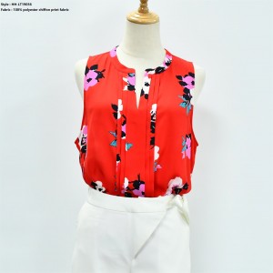 Women’s Print Chiffon Sleeve Less Shirt