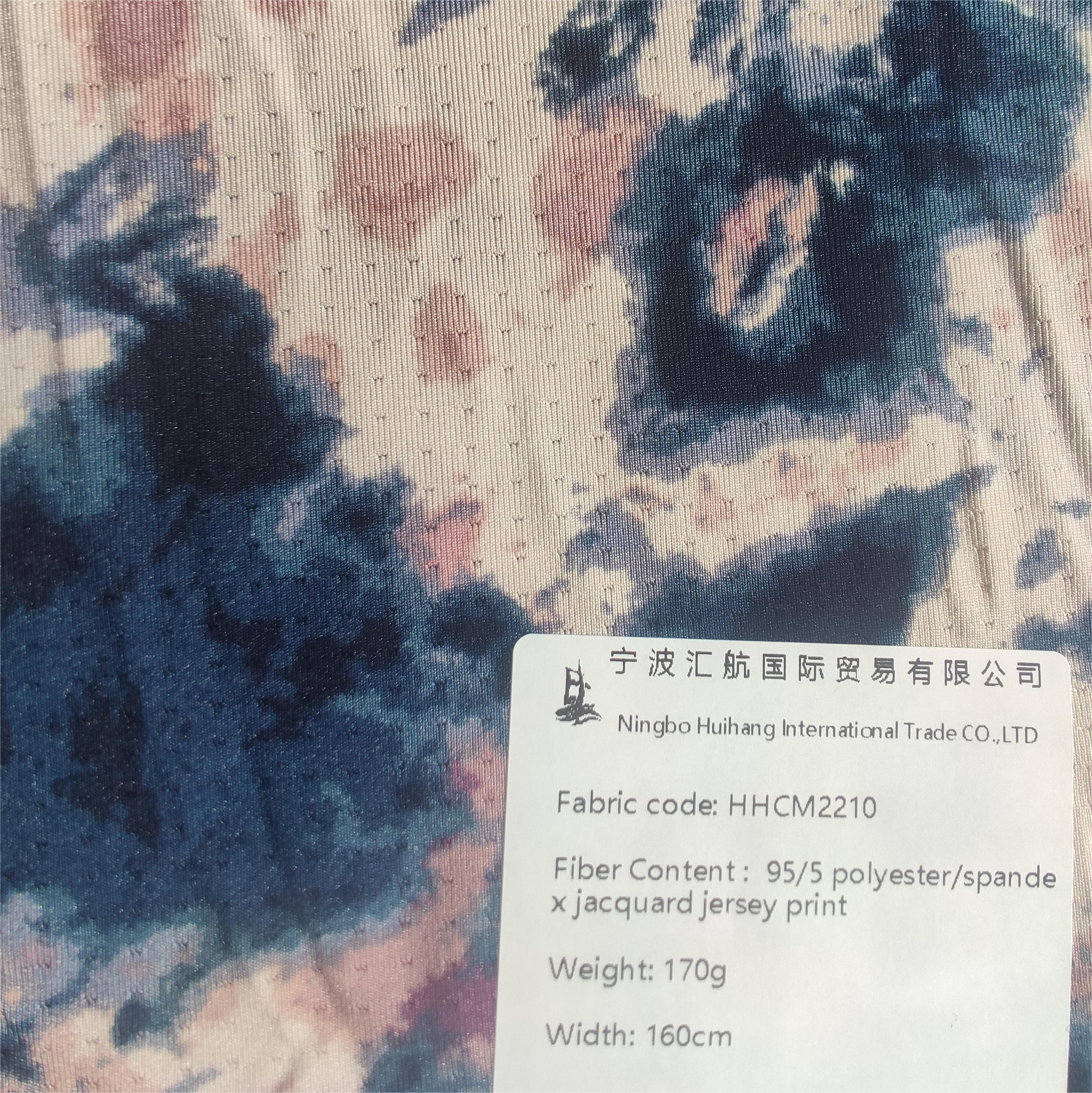 HHCM2210 : 170G, 95%polyester ,5% spandex jacquard jersey all over print