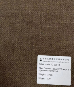 TC-20018 : 370G, 60/20/20 recycle polyester/rayon/acrylic