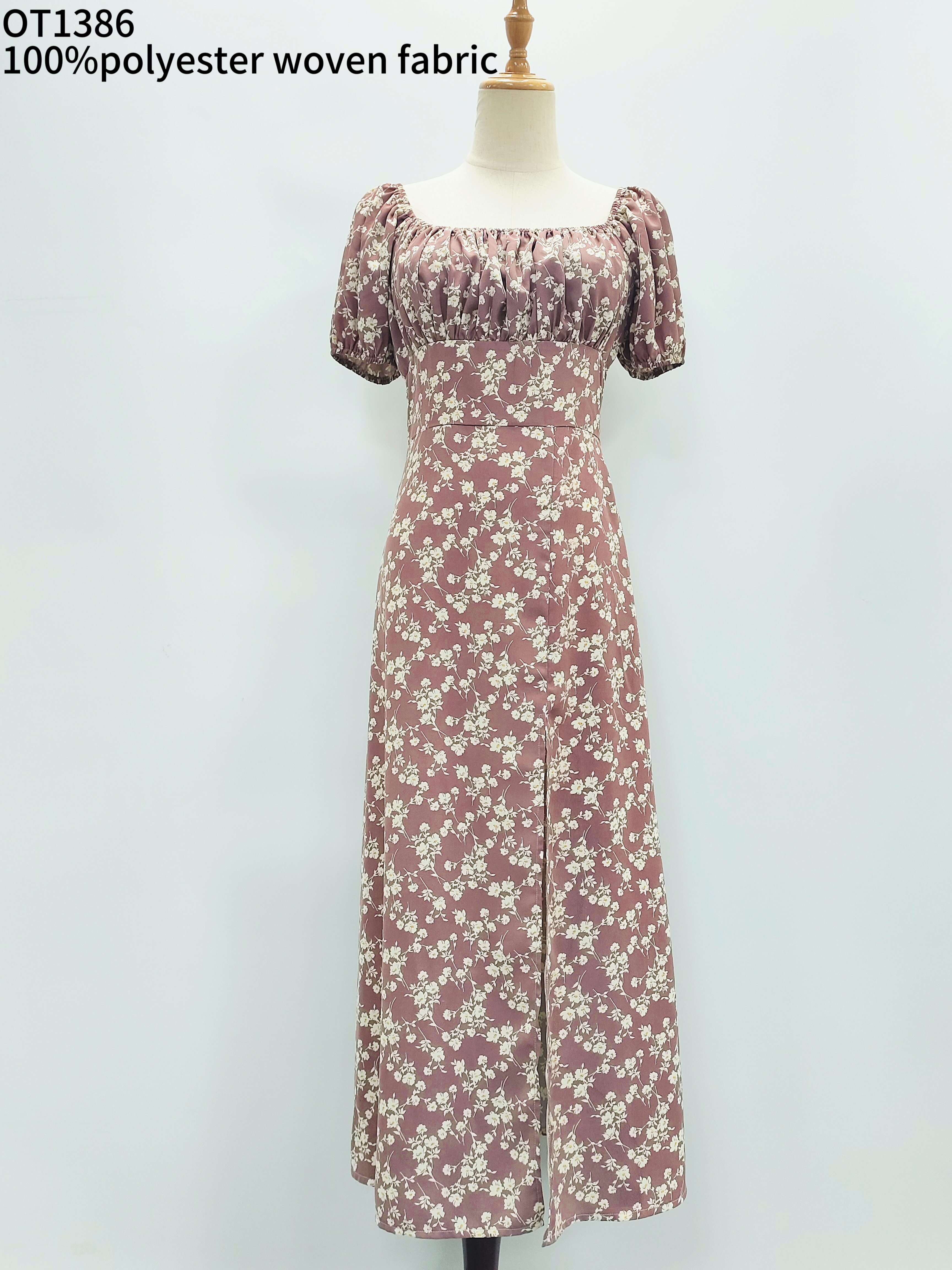 Lady’s allover print long woven dress